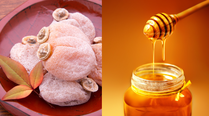 干し柿とはちみつの写真