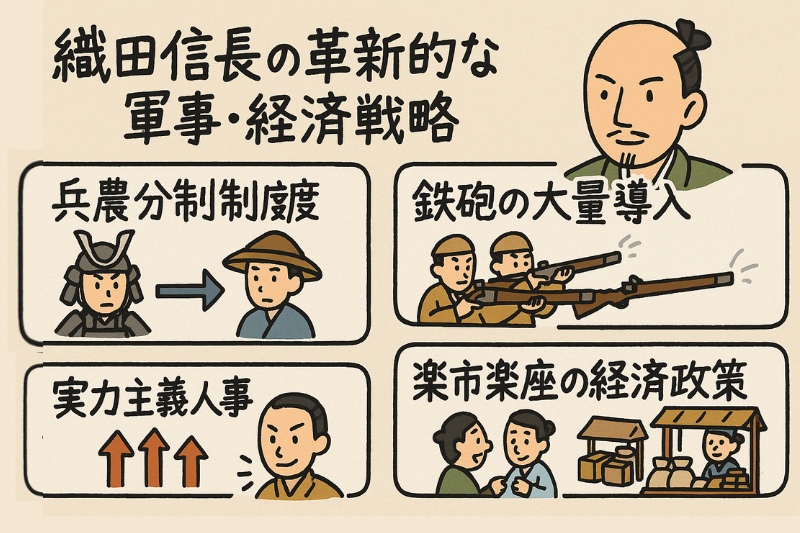 織田信長の革新的な軍事・経済戦略解説図解
