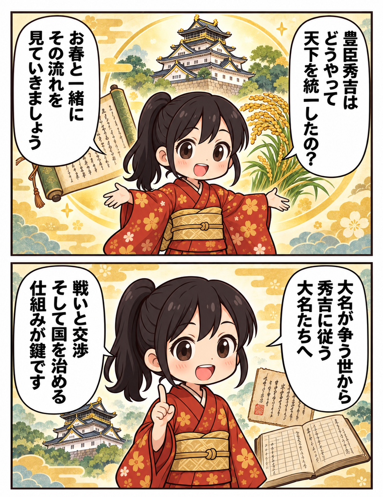 マンガでわかる01、豊臣秀吉の戦国時代天下統一への軌跡