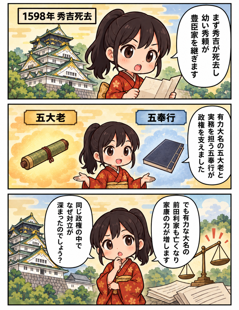 マンガでわかる02,豊臣秀吉の死とその影響