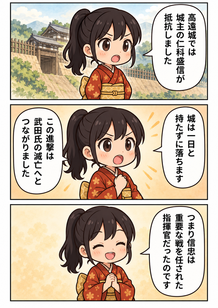 マンガで分かる06、高遠城攻めでの勇猛な指揮