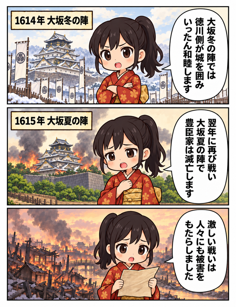 マンガで分かる09,大坂の陣の背景と結果