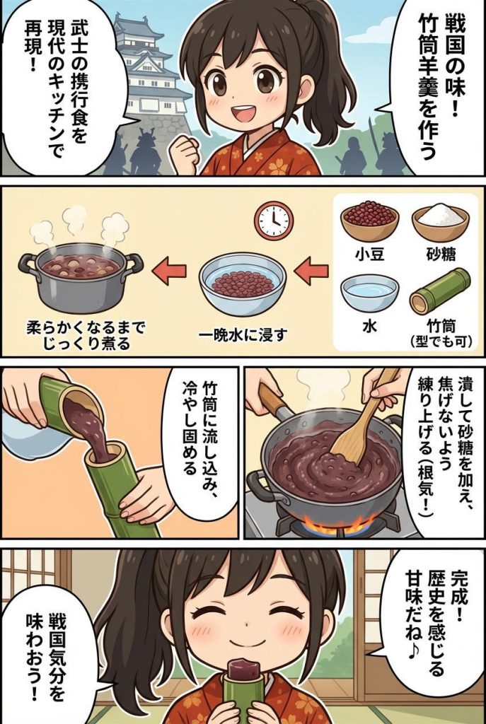 自宅で作る戦国時代の甘味、竹筒羊羹レシピ
