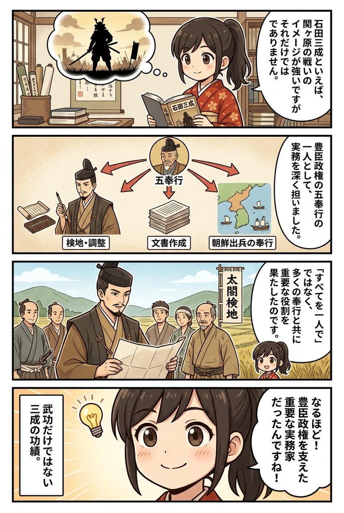 まんが石田三成の功績とは?豊臣政権で果たした役割と主な仕事を解説