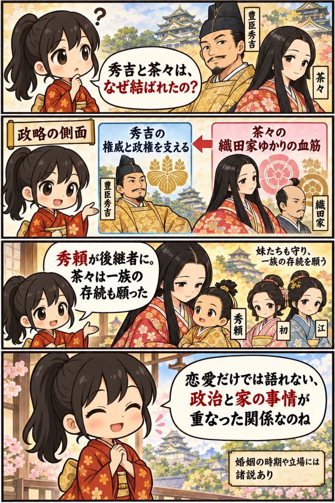 まんがでわかる、豊臣秀吉と茶々の関係
